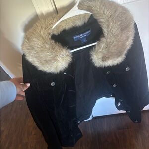 Black Jacket with Faux Fur Collar